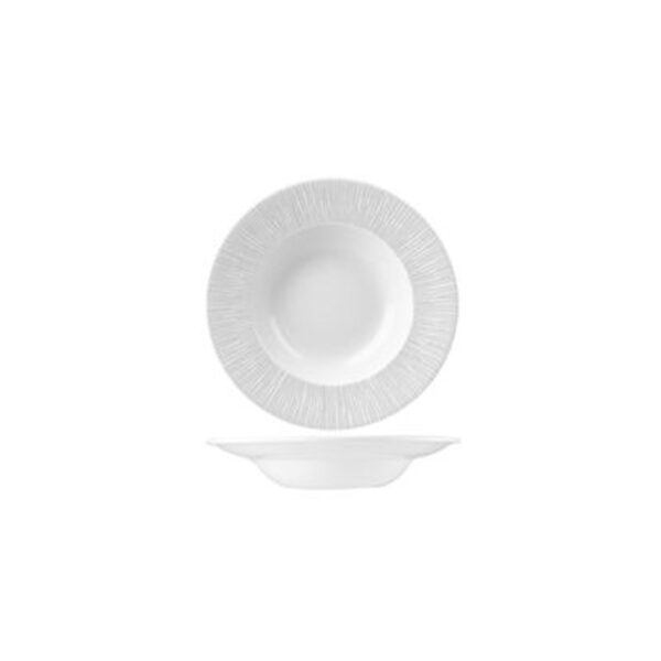 1 Bac Assiette Profondément Nervuré 22Cm Blanc (Par 40)