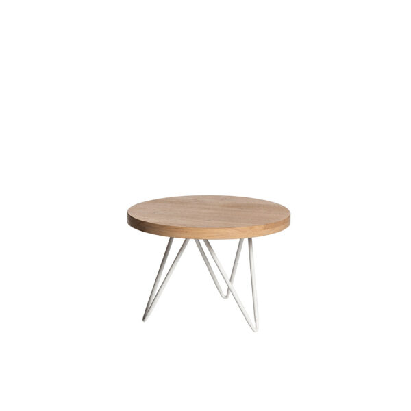 Table De Salon Amica Diam. 60Cm H45Cm Tablette Oak Pied Blanc