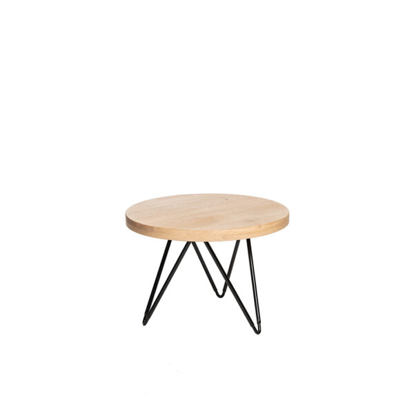 Table De Salon Amica Diam. 60Cm H45Cm Tablette Oak Pied Noir