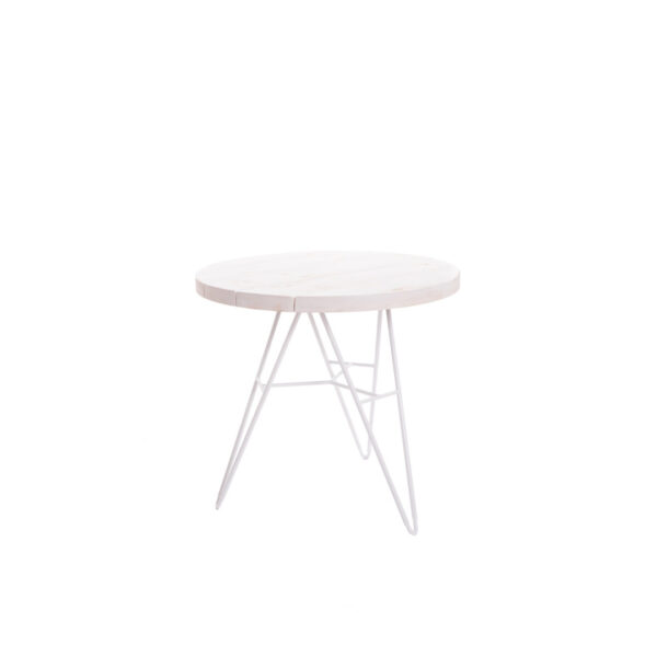 Table Amica Diam. 85Cm H75Cm Tablette Capri Blanc Pied Blanc