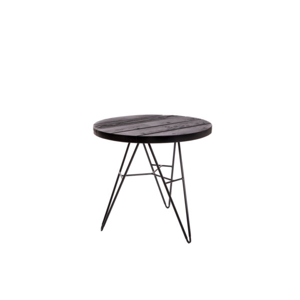 Table Amica Diam. 85Cm H75Cm Tablette Capri Noir Pied Noir