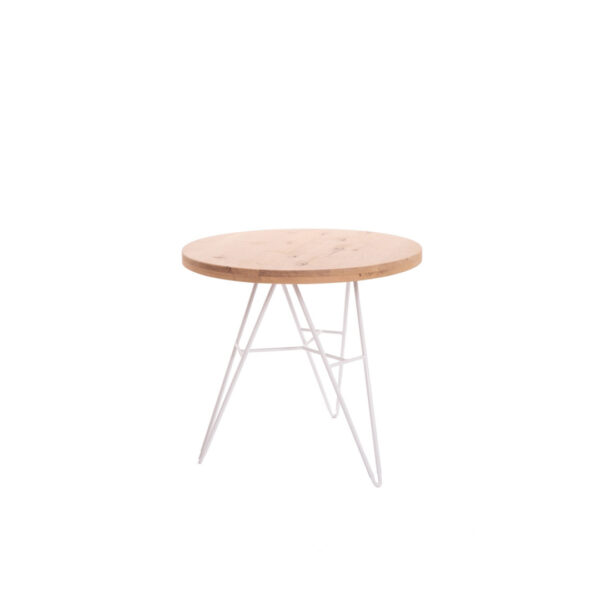 Table Amica Diam. 85Cm H75Cm Tablette Oak Pied Blanc