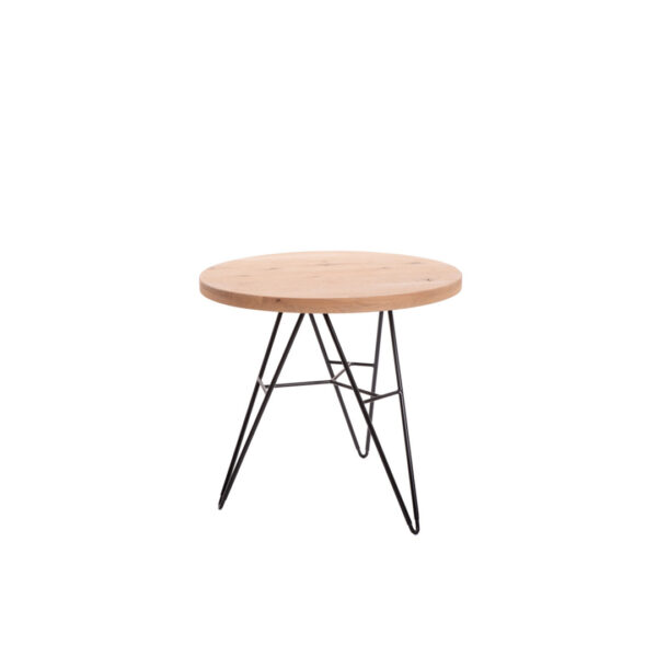 Table Amica Diam. 85Cm H75Cm Tablette Oak Pied Noir