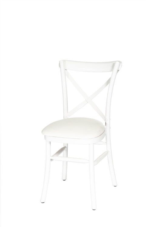 Chaise Crossback Blanc Incl Coussin Blanc En Cuir