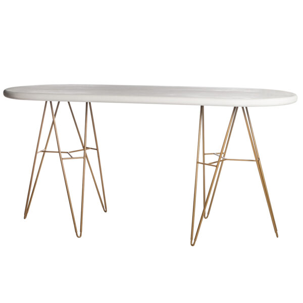 Table De Réception Rectangulaire Mortex Pied Or L220Xp90Xh105Cm