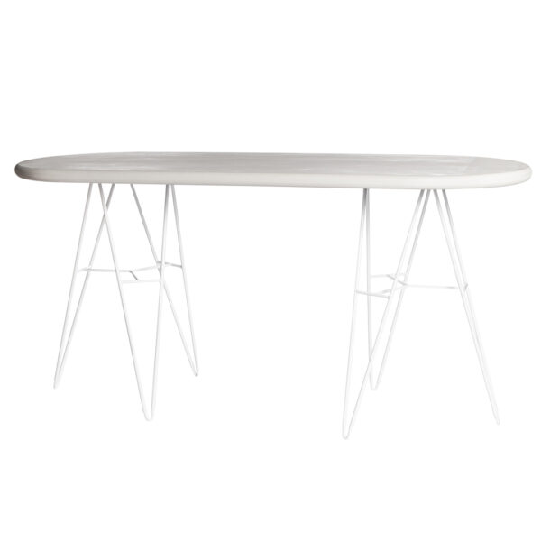 Table De Réception Rectangulaire Mortex Pied Blanc L220Xp90Xh105C