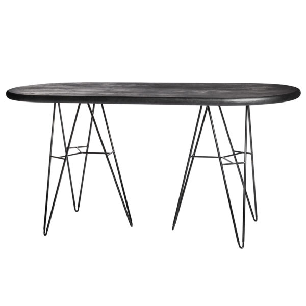 Table De Réception Rectangulaire Mortex Pied Noir L220Xp90Xh105Cm