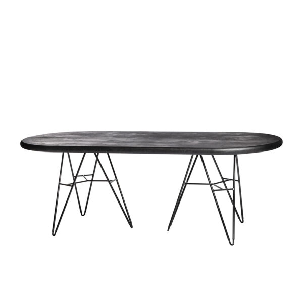 Table Bas Rectangulaire Mortex Pied Noir L220Xp90Xh75Cm