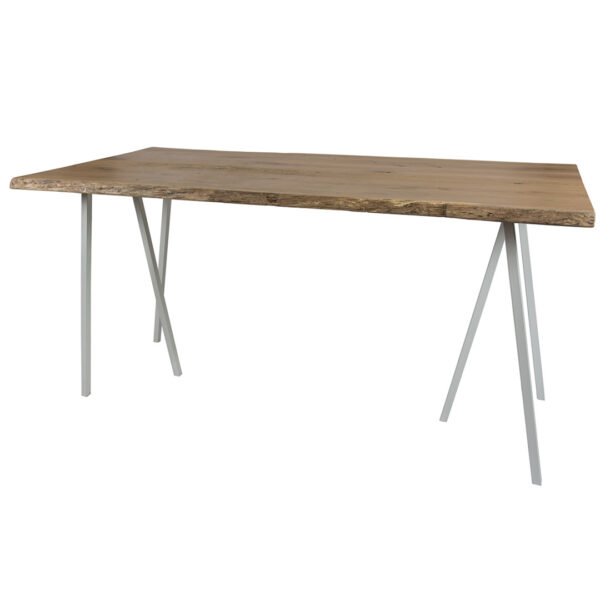 Table Oak Tablette En Bois L200 X B100 X H105Cm Haut Pied Blanc