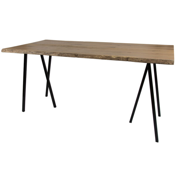 Table Oak Tablette En Bois L200 X B100 X H105Cm Haut Pied Noir