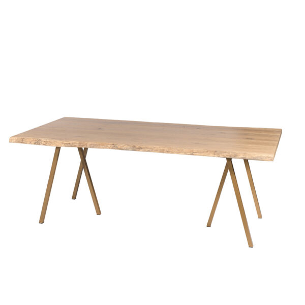 Oak Tafel Laag Schraag Poot Goud L200 X B100 X H75Cm