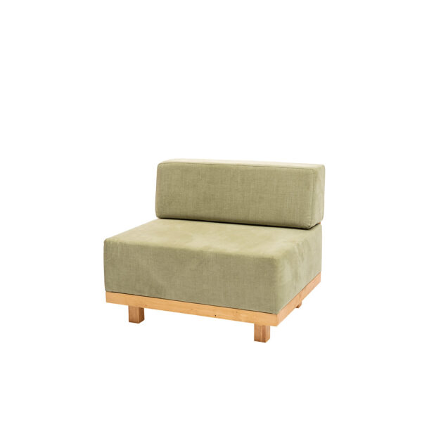 Fauteuil Lounge Vert Olive - 1 Place Avec Pied En Bois