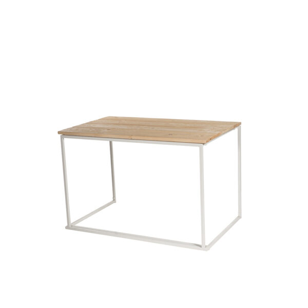 Cube Ouvert Table L120 X B75 X H75Cm Capri Naturel Pied Blanc