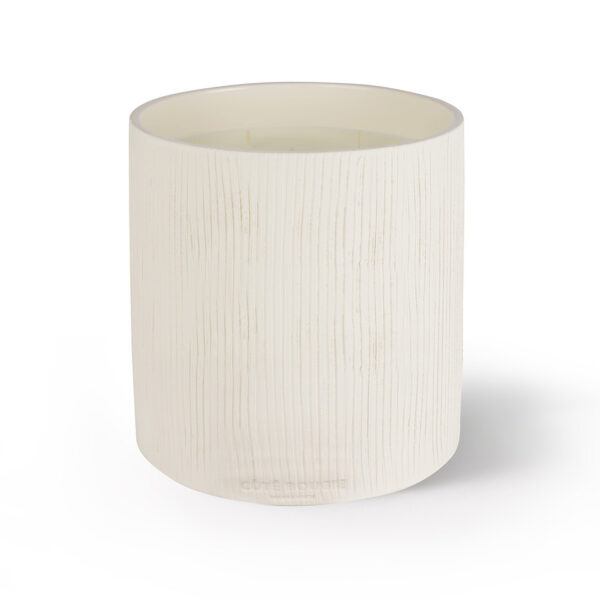 Bougie Ceramique Striée Blanche Xl B20Cmh20Cm