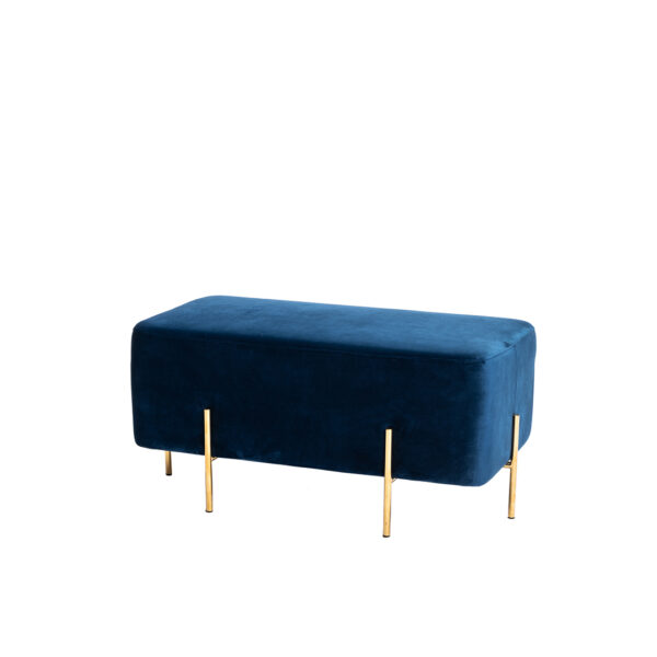 Tiange Velours Pouf 2-Siège Bleu Fonce