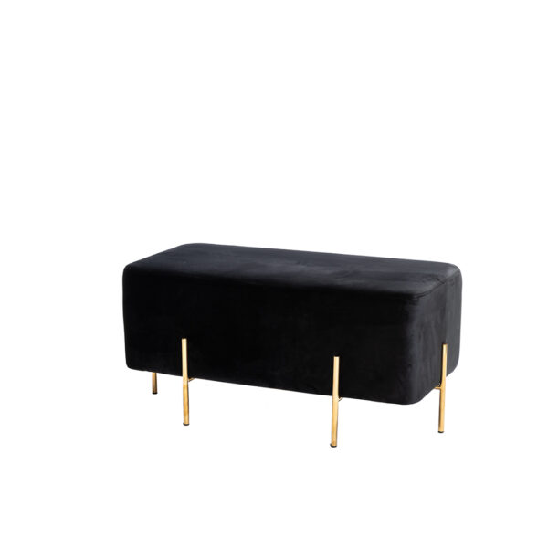 Tiange Velours Pouf 2-Siège Noir